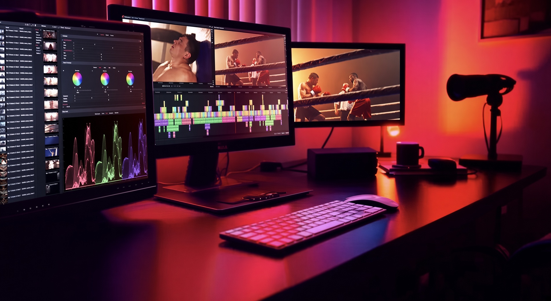 Night Calibre timeline with captions and a vertical frame